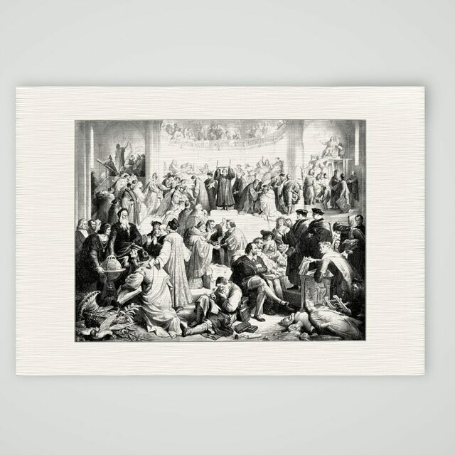 Das Zeitalter der Reformation nach Kaulbach – Kunstdruck, Kunstdruck auf Leinenpapier