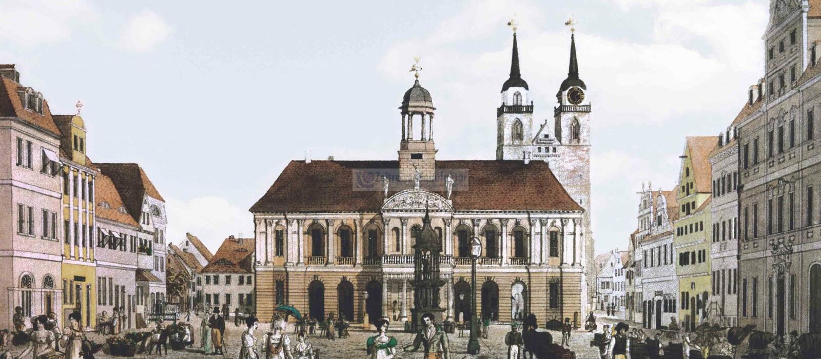 Historische Ansicht des Magdeburger Alten Marktes mit Rathaus